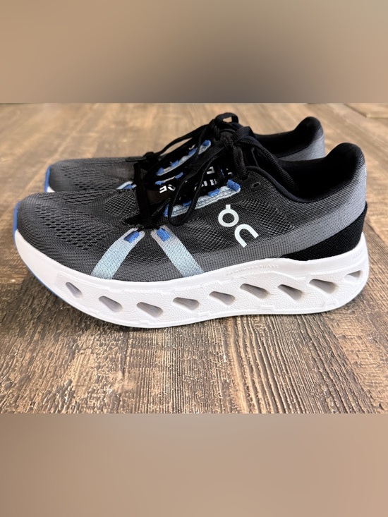 On Running Shoes - On Running Women's Black and Light Blue Athletic Running Shoes